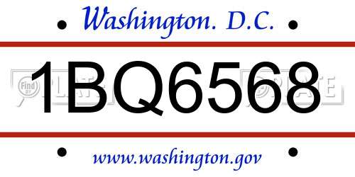 1BQ6568 District Of Columbia License Plate