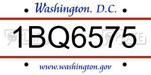 1BQ6575 District Of Columbia License Plate