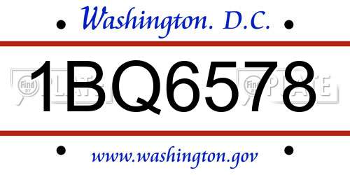 1BQ6578 District Of Columbia License Plate