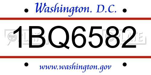 1BQ6582 District Of Columbia License Plate
