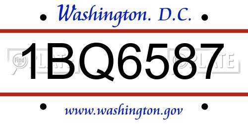 1BQ6587 District Of Columbia License Plate