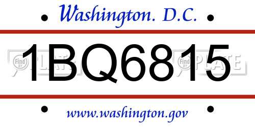 1BQ6815 District Of Columbia License Plate