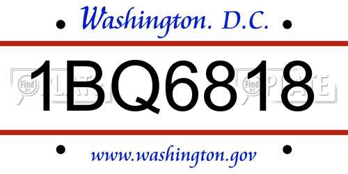 1BQ6818 District Of Columbia License Plate
