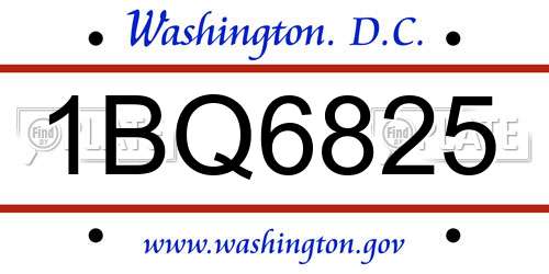 1BQ6825 District Of Columbia License Plate