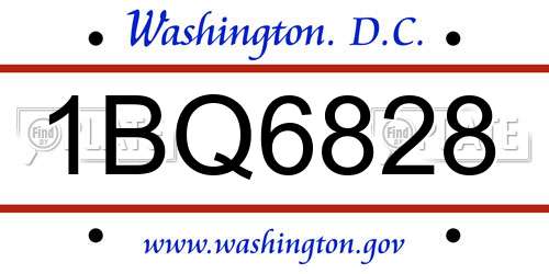 1BQ6828 District Of Columbia License Plate