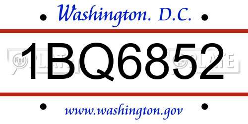 1BQ6852 District Of Columbia License Plate