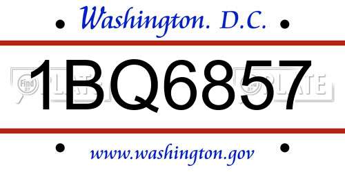 1BQ6857 District Of Columbia License Plate
