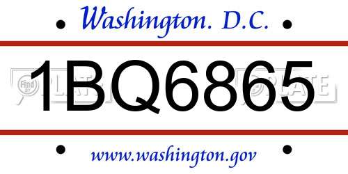 1BQ6865 District Of Columbia License Plate