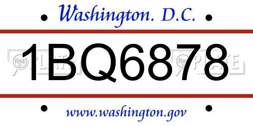 1BQ6878 District Of Columbia License Plate