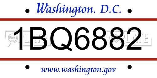1BQ6882 District Of Columbia License Plate