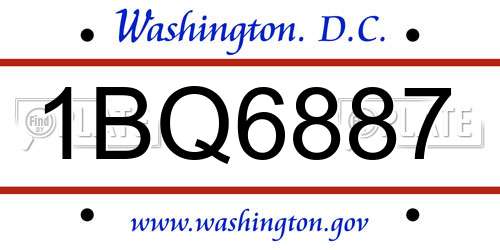 1BQ6887 District Of Columbia License Plate