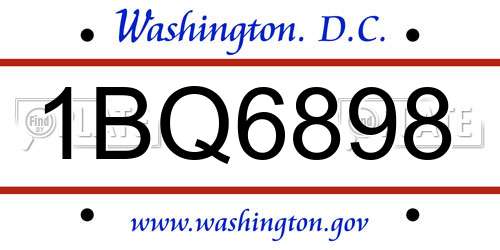 1BQ6898 District Of Columbia License Plate