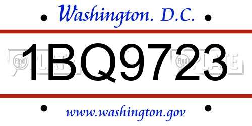 1BQ9723 District Of Columbia License Plate