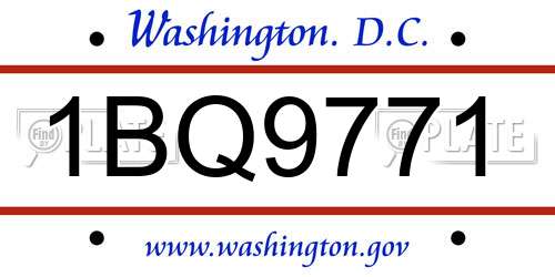1BQ9771 District Of Columbia License Plate
