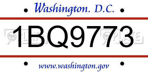 1BQ9773 District Of Columbia License Plate