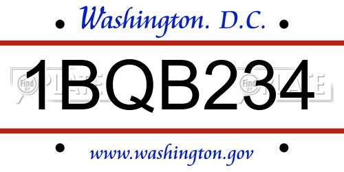 1BQB234 District Of Columbia License Plate