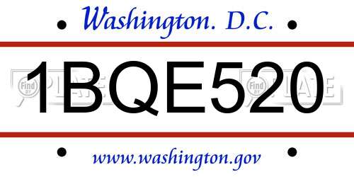 1BQE520 District Of Columbia License Plate