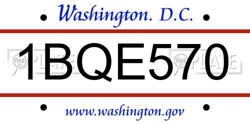 1BQE570 District Of Columbia License Plate