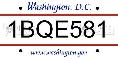 1BQE581 District Of Columbia License Plate
