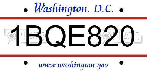 1BQE820 District Of Columbia License Plate