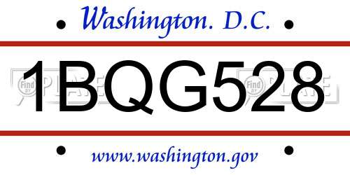 1BQG528 District Of Columbia License Plate