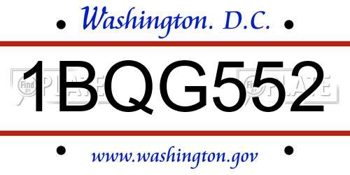 1BQG552 District Of Columbia License Plate