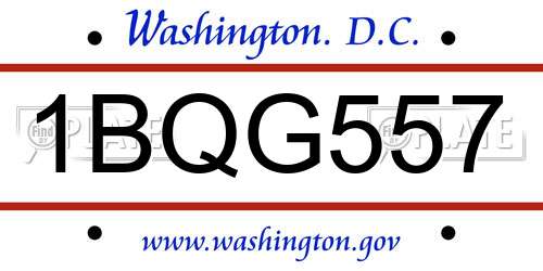 1BQG557 District Of Columbia License Plate
