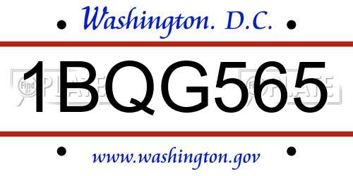1BQG565 District Of Columbia License Plate