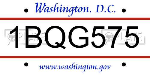 1BQG575 District Of Columbia License Plate