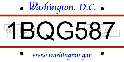1BQG587 District Of Columbia License Plate