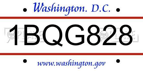 1BQG828 District Of Columbia License Plate