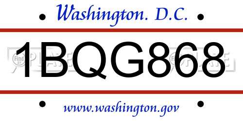 1BQG868 District Of Columbia License Plate