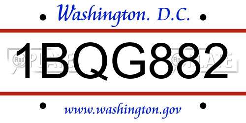 1BQG882 District Of Columbia License Plate