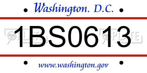 1BS0613 District Of Columbia License Plate