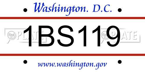 1BS119 District Of Columbia License Plate