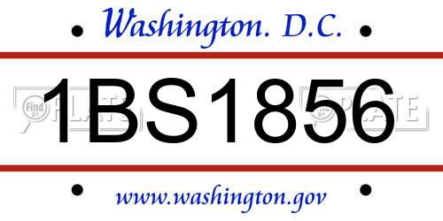 1BS1856 District Of Columbia License Plate
