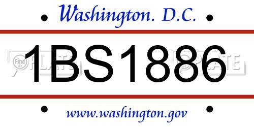1BS1886 District Of Columbia License Plate
