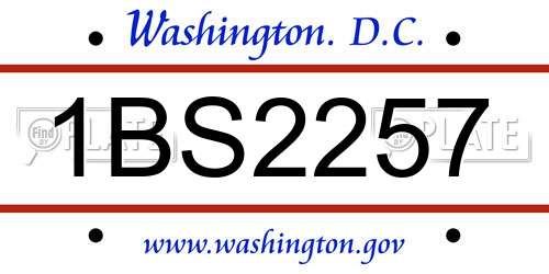 1BS2257 District Of Columbia License Plate