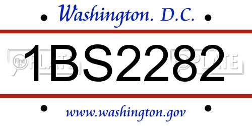 1BS2282 District Of Columbia License Plate