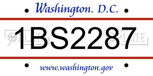 1BS2287 District Of Columbia License Plate
