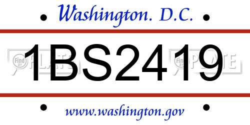 1BS2419 District Of Columbia License Plate