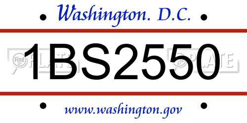 1BS2550 District Of Columbia License Plate