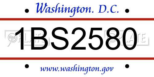 1BS2580 District Of Columbia License Plate