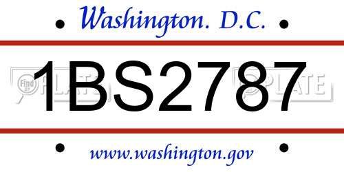 1BS2787 District Of Columbia License Plate