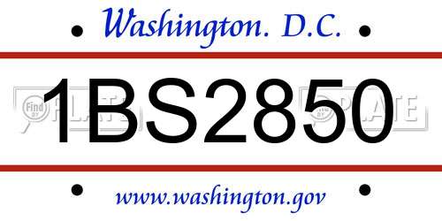 1BS2850 District Of Columbia License Plate