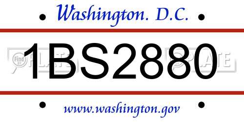 1BS2880 District Of Columbia License Plate