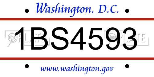 1BS4593 District Of Columbia License Plate