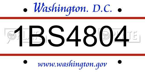 1BS4804 District Of Columbia License Plate
