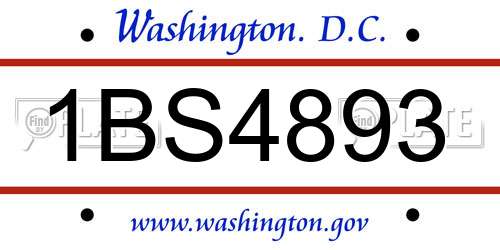 1BS4893 District Of Columbia License Plate