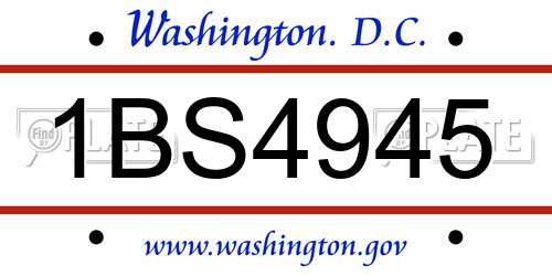 1BS4945 District Of Columbia License Plate